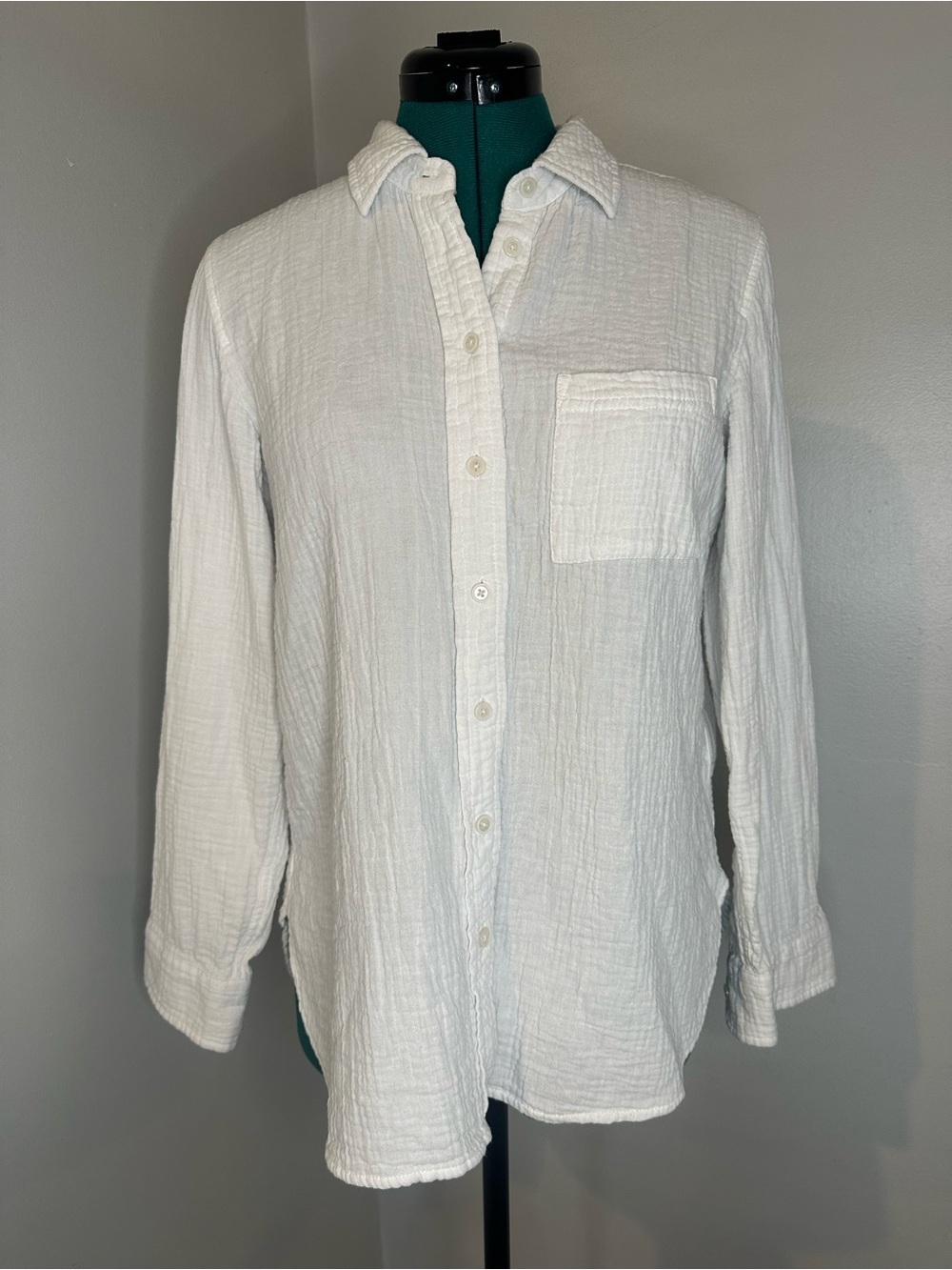 J. Crew White Cotton Gauze Button-Down Shirt - petite